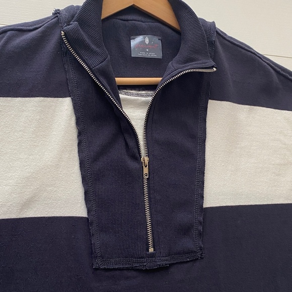 FP Movement Retro Rugby Polo Top Striped Navy and White Size Medium - Picture 5 of 13
